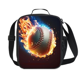 Baseball Lunch Box for Boys Girls Insulated Lunch Bag for Kids with Adjustable Shoulder Strap Portable Lunch Tote Bag for School Picnic Hiking