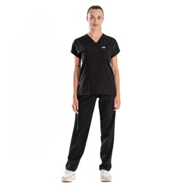 ELLYSHINE Professional Medical Uniforms & Scrubs - Soft Stretch Fabric Scrubs Uniforms Women Set - Scrub Top and Scrub Bottom (XL, Black)