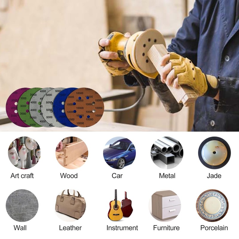 5 Inch 8 Holes Sanding Discs Hook and Loop, 30Pcs