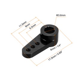 MECCANIXITY 4 Pcs Aluminum Servo Horn 15T Servo Horn Steering Short Arm 17.5mm Length Black Suitable for DIY RC Car/Boat/Airplanes Boat Model Accessories with Screws
