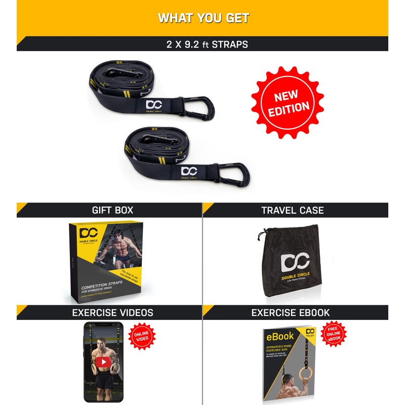 Double Circle Quick Adjust Numbered Straps for Gymnastic Rings -