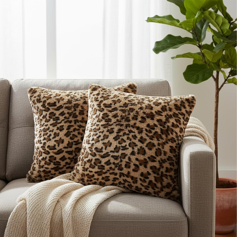Hodeacc 6 Pack Leopard Printed Series Pillow Covers,Soft Plush Animal