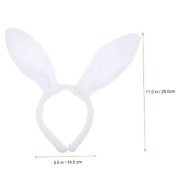 Healvian Plush Rabbit Ear Headband Set Lightweight Easter Party Headdress Animal Cosplay Accessory White Tail Costume Decoration for Adults