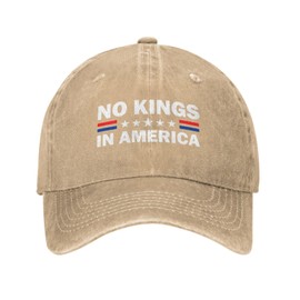 No Kings in America Hat for Men Funny Dad Hats Funny Birthday Gifts for Men Natural