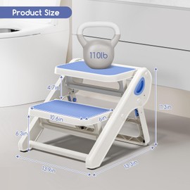 MoreFeel Foldable Toddler Step Stool for Bathroom Sink - 2-Step Kids Stool for Potty Training, Kitchen Counter & Bedroom, Sturdy Non-Slip Child Safety Stool Helper