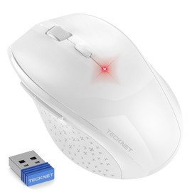 TECKNET Silent Maus Kabellose, 4800DPI 2.4GHz Leise Funkmaus mit Nano Empfänger, Side Control, Ohne Klickgeräusche, 6 Verstellbare DPI Level, Sechs Knöpfe Wireless Maus für Büro Zuhause, Schwarz