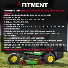 Set of 4 AM125172 Plastic Deck Gauge Wheel Kit Compatible with John Deere 48", 54", 60", 62“, 72" 240 245 260 265 285 LX255 LX266 GX325 Deck Lawn Tractor Mowers Wheel Replace# 210-300 AM124706