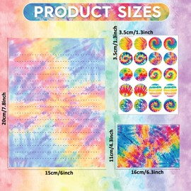 160 Packs Tie Dye Stationery Paper Set Rainbow Girl Stationery Writing Paper Matching Envelopes Round Dot Sticker 10 Design for Kids School Office Birthday Party Gift Letter Writing Kit 5.9" x 8.26 "