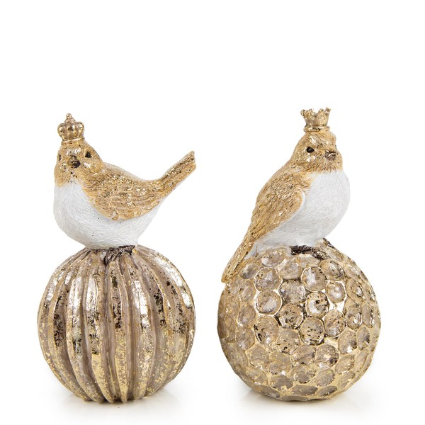 Logbuch-Verlag Elegant Pair of Birds Christmas Decoration Gold White 2