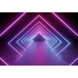 Leowefowa 10x7ft Let's Glow Neon Party Backdrop Vinyl Futuristic Square Neon Lights Tunnel Decades Party Photography Background The 80 90's Party Banner Studio Props