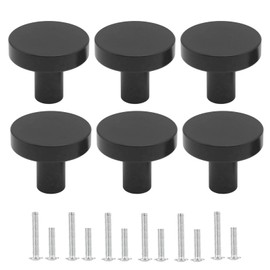 6pcs Matte Black Cabinet Knobs – Round Drawer & Dresser Pulls, Modern Furniture Hardware for Kitchen, Bathroom, & Cupboard – Durable & Easy to Install