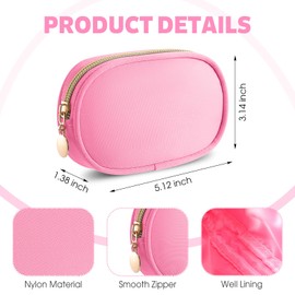 Pinkunn 3 Pcs Nylon Cosmetics Bag Mini Makeup Bag Pouch for Purse Preppy Organizer Pouch Small Cosmetic Travel Makeup Nylon Zipper Purse Organizer for Women(Bright Color)