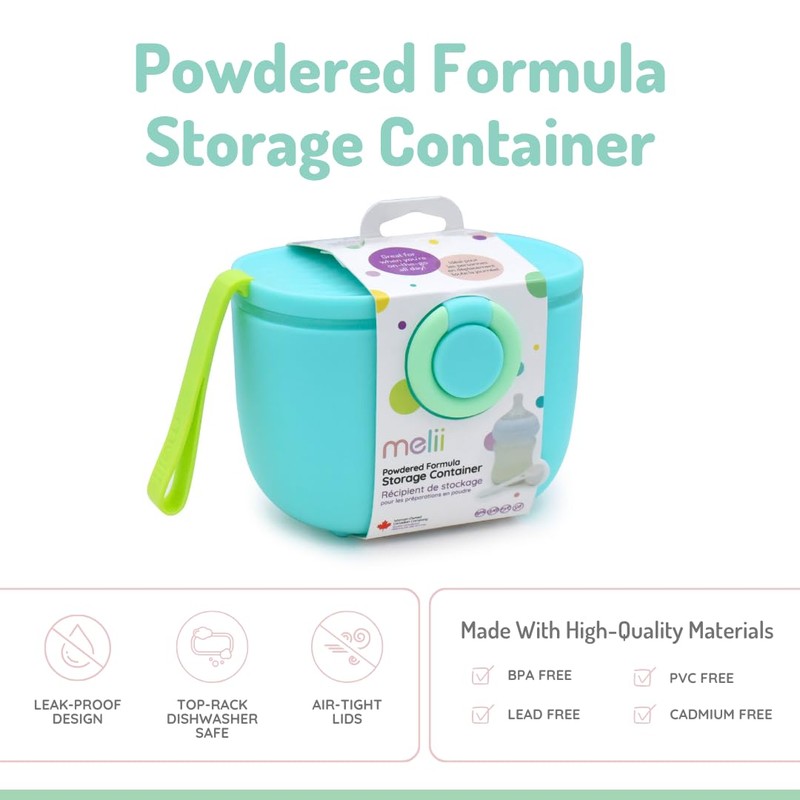 melii Baby Formula Storage Container with Integrated Scoop, Airtight, Leakproof,