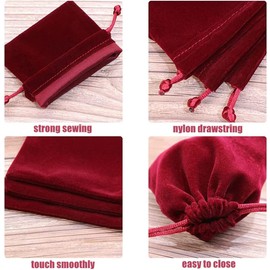 KAHEIGN 32Pcs Velvet Drawstring Bags, 12cm x 10cm Jewelry Storage Bags Gift Bags Candy Bags Jewelry Pouches for Wedding Christmas Birthday Party Favors (Dark Red)