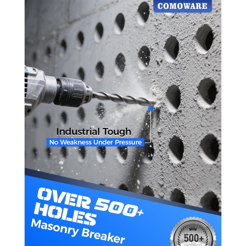 COMOWARE Rotary Hammer Drill Bits Set & Chisels- SDS Plus
