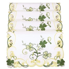 Simhomsen Embroidered Irish Clover St. Patrick’s Day Table Runner, Spring Shamrock Decorations (13 x 19 inches Set of 4)