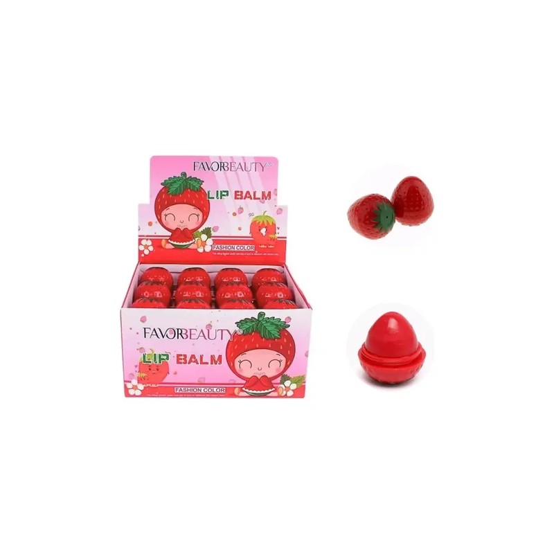 Caja De 24 Bálsamos Para Labios Hidratante Forma De Fresa