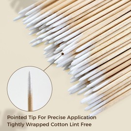 400 PCS Pointed Cotton Swabs in Storage Case - 4" Precision Microblading Cotton Tipped Applicators - Little Cotton Stick for Makeup, Cosmetic, Eyebrow, Nail, Tattoo Permanent Supplies
