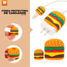 Maíz Funda Protector Cubo Cargador Cable Hamburguesa Kawaii