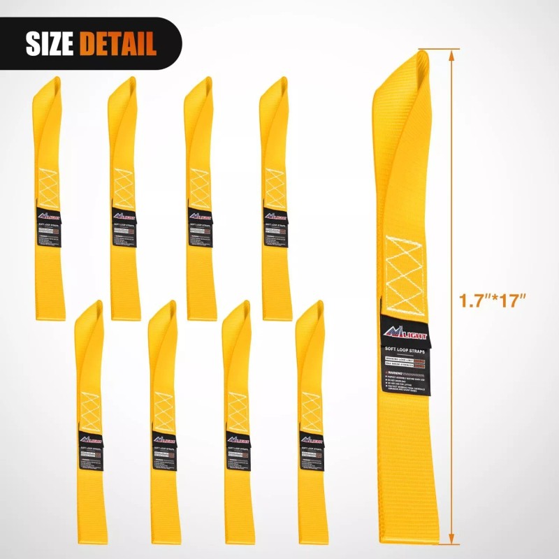 Nilight Motorcycle Tie Down Straps Max Break Strength 12000Lbs Yellow