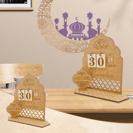 2025 Ramadan Advent Calendar, Eid Countdown Calendar, Acrylic Home Decor & DIY Crafts, Eid Decoration Gifts, Wooden Calendar for Home Office Desktop (Option 3)