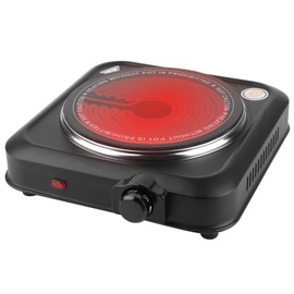 TeqHome Countertop Infrared Single Burner, 1200W Electric Hot Plate with 7.5" Ceramic Glass Cooktop, Stepless Temperature Adjustable & Heat-up In Seconds, for Home Dorm, Compatible with All Cookware