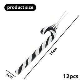 GisWell Pack of 12 Christmas Candy Cane Decorative Candy Canes Tree Decorations for Christmas, Christmas Tree Decoration Candy Canes for Festive Decoration, Party and Home Decoration (Black and White)