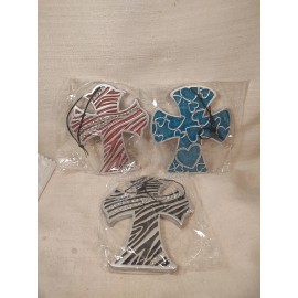 Carson Home Accents Metal Cross Decor W/ Crystals In Black & Silver Color NIP