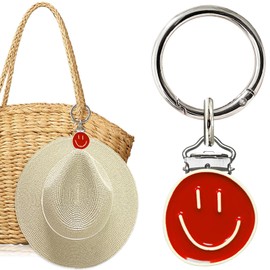 KEYDUACU smiley face Hat Clip - Hat Holder for Travel on Bag，Hat Clip for Travel (Metal, Red)