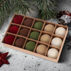 15 Pcs Velvet Christmas Ornaments,Flocked Christmas Ornaments,3.15inch Velvet Christmas Balls Bulk,Neutral Flocked Ornaments,Christmas Ball Ornaments for Xmas Tree Home Holiday Decors (Multicolor)