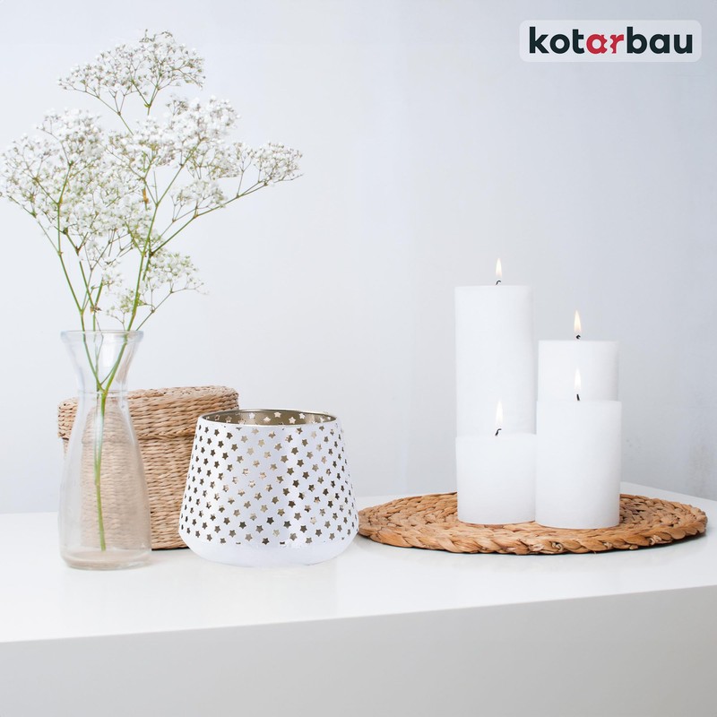 KOTARBAU Lantern Stars Metal White Diameter 8 cm Height 9