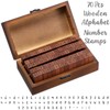 70 Pcs Alphabet Wooden Rubber Stamps with Box Letter Number