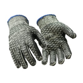 RefrigiWear Heavyweight Knit Double Sided PVC Honeycomb Glacier Grip Work Gloves (Black, Medium) - PACK OF 12 PAIRS