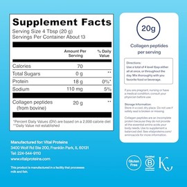 Vital Proteins Collagen Peptides Powder - Supports Hair, Nail, Skin, Bone & Joint Health, Unflavored, Collagen Protein 9.33 OZ