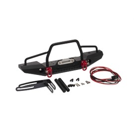 Treehobby RC Model Metal Car Front Bumper with 2 LED Light Compatible with 1/10 RC Crawler Car Traxxas TRX4 TRX-4 D90 D110 Defender Axial SCX10 90047 90046 RC Crawler Car Upgrade Parts