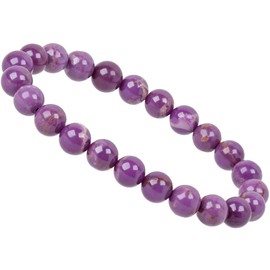 ELEDORO Handmade Gemstone Beads Stretch Bracelet – Real Stones 8 mm, Phosphosiderite AAA Grade