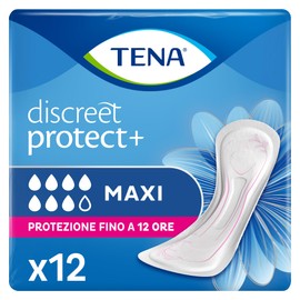 TENA Discreet Maxi x12 – Highly Absorbent Pads for Incontinence and Heavy Urine Loss – Up to 12 Hours of Dryness – 1 Pack of 12 Individual Bags