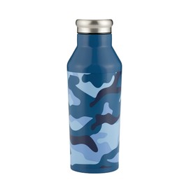 Typhoon PURE Kids Steel Water Bottle | Camouflage Design | Leak-Proof & Condensation-Free | Reusable Bottle with Wide Neck | Blue, 600ml