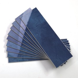 Tilingview 30 PCS Peel and Stick Backsplash Tile for Kitchen/Bathroom/Living Room, 3"x 9" Self-Adhesive Subway Tile for Backsplash, Imitation Glazed Tiles/Handmade Tiles (Glossy Navy Blue)