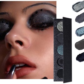 Eyeshadow Palettes Makeup, Black Smokey Eyeshadow Palette, 5 Colors Eye Shadow Pallets, Long Lasting Highly Pigmented Eyeshadow Makeup Kits, for Women, Long Lasting, Waterproof and Blendable