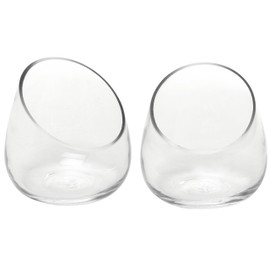 MyGift Modern Clear Glass Succulent Plant Vases, Small Candle Sconces, Decorative Storage Jars, Set of 2