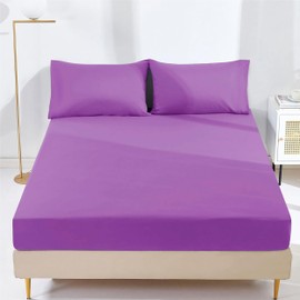 AR Ware Fitted Bed Sheet Microfibre 25cm Depth Super Soft Non Iron Shrinkage and Fade Resistant Luxury Bedding Sheets (Purple, King), F25cm