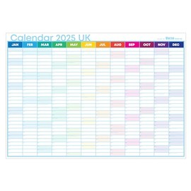 2025 Year Wall Planner 3 Sizes | Bigger than A1 | Bigger than A2 | XLL-Wide | Rainbow Design | Folded Delivery (Rainbow Landscape, Bigger than A1 (863mm x 610mm))