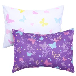 JISEN Toddler Pillowcases for 33x46cm 30x40cm 35x48cm Pillow Unicorn Toddler Pillow Case for Girls 2 Pack Kids Pillowcase for Sleepy Pillows Travel Pillowcases Pink/White