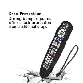 Protective Silicone Remote Case for Verizon FiOS Remote, for Fios 2-Device-in-1 Remote Version Ver 2/3/4/5 RC2655007/01 Shockproof Washable Skin-Friendly Remote Control Cover with Loop (Black)