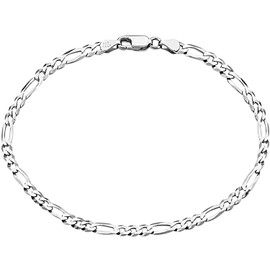 Savlano 925 Sterling Silver Solid Italian Figaro, Rope,Herringbone, Curb, Ball Bead, Snake, Mariner Chain Anklet for Women, Comes in 0.8mm - 5mm With Gift Box (9, Figaro 3.5mm)