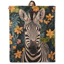 Zebra Throw Blanket for Girls Boys Kids Adults, 50x60 in, Cozy Flannel Blanket for Bedroom, Camping, Couch, Room Decor, Fuzzy Warm Soft Gifts