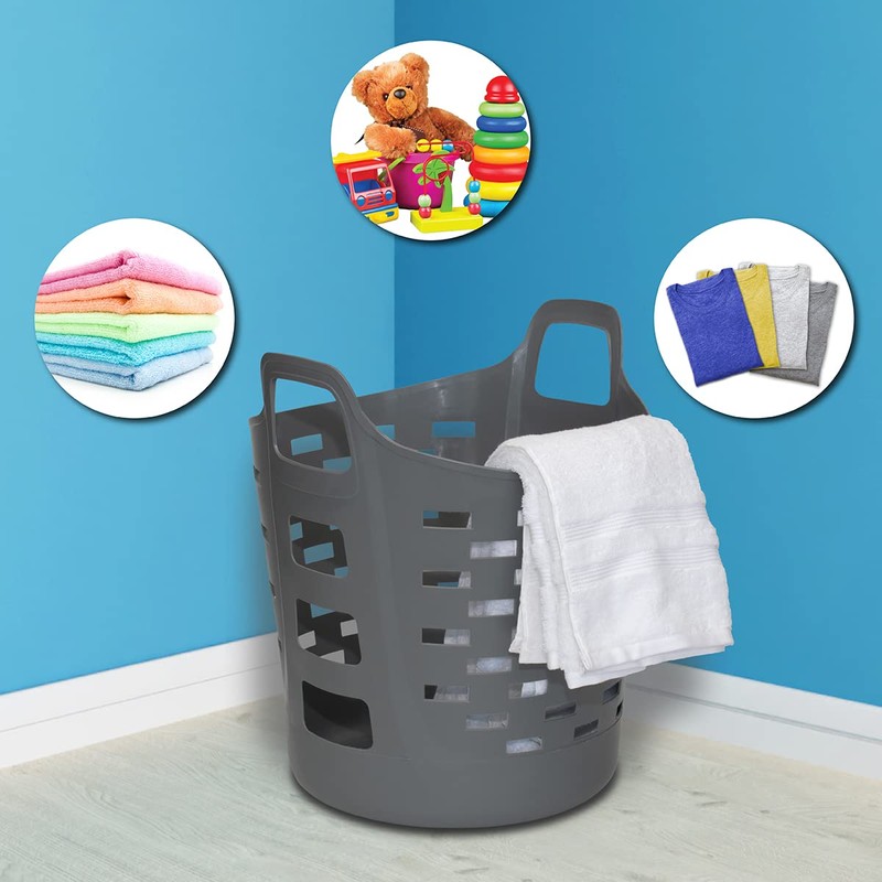 Clorox Flexible Laundry Basket - Plastic Hamper for Clothes, Bedroom,