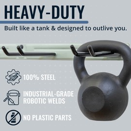 StoreYourBoard Heavy-Duty Tool Organizer, Wall Mount Garage Storage Rack, Yard Tool Storage, Shovels Rakes, Ladder, Chairs, Weather-Resistant, Holds 250 lbs, 36" X 9.5" X 2.5"