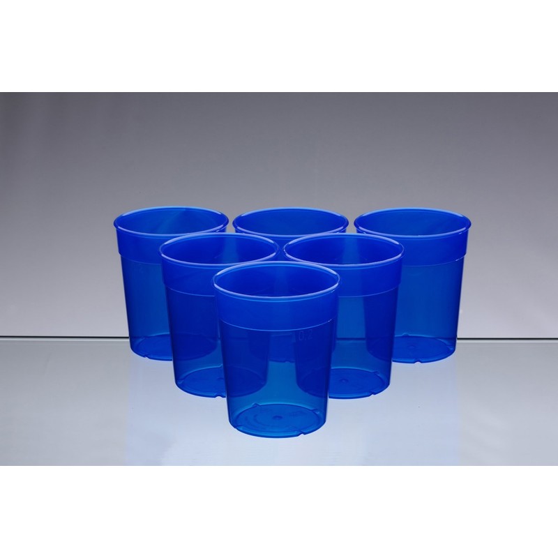 Avenue's Dishwasher Safe Stackable Neon Aqua Blue Plastic Cups/Beakers/Tumblers 250ml